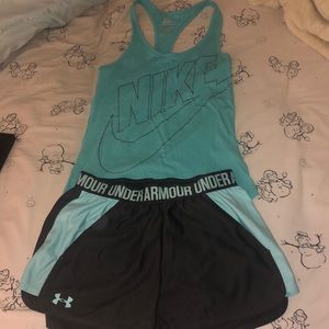 Nike tank & under Armour shorts